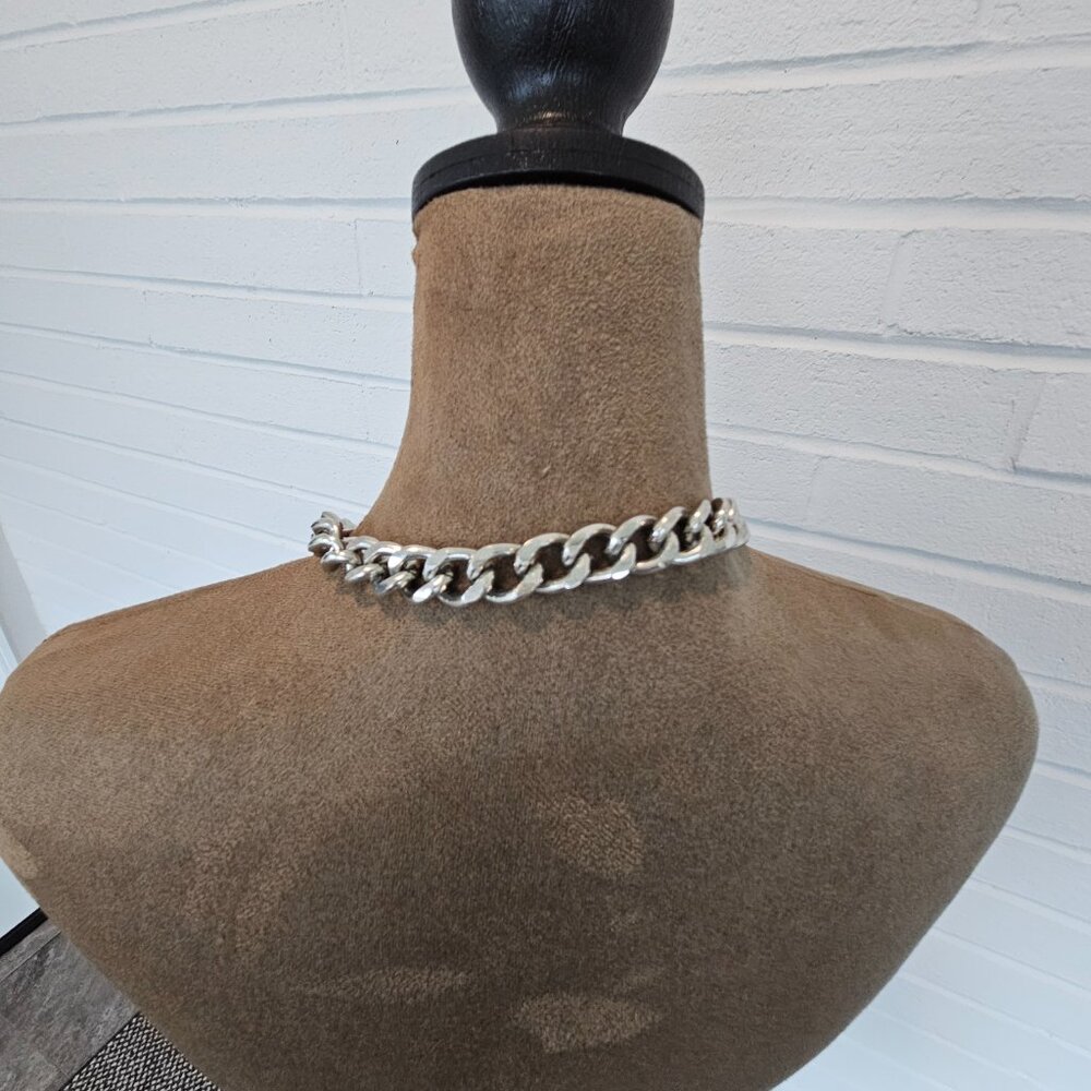 Heavy Silvertone Chain Necklace with Dendritic Quartz Pendant and Bee Charm - Picture 2 of 9